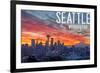 Seattle, Washington - Rainier and Sunrise-Lantern Press-Framed Premium Giclee Print