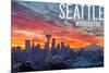 Seattle, Washington - Rainier and Sunrise-Lantern Press-Mounted Premium Giclee Print