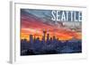 Seattle, Washington - Rainier and Sunrise-Lantern Press-Framed Art Print