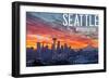 Seattle, Washington - Rainier and Sunrise-Lantern Press-Framed Art Print