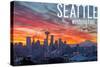 Seattle, Washington - Rainier and Sunrise-Lantern Press-Stretched Canvas