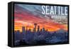 Seattle, Washington - Rainier and Sunrise-Lantern Press-Framed Stretched Canvas