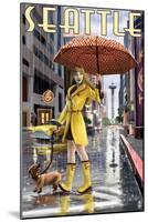 Seattle, Washington - Rainy Day Girl-Lantern Press-Mounted Art Print