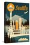 Seattle, Washington - Retro Skyline-Lantern Press-Stretched Canvas