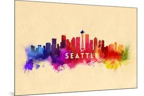 Seattle, Washington - Skyline Abstract-Lantern Press-Mounted Premium Giclee Print