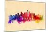 Seattle, Washington - Skyline Abstract-Lantern Press-Mounted Art Print