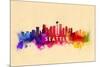 Seattle, Washington - Skyline Abstract-Lantern Press-Mounted Art Print