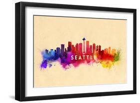 Seattle, Washington - Skyline Abstract-Lantern Press-Framed Art Print