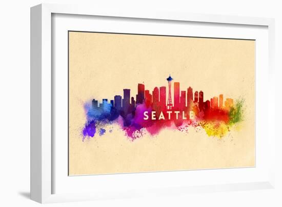 Seattle, Washington - Skyline Abstract-Lantern Press-Framed Art Print