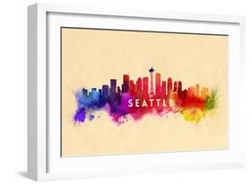 Seattle, Washington - Skyline Abstract-Lantern Press-Framed Art Print