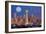 Seattle, Washington - Skyline and Full Moon-Lantern Press-Framed Art Print