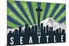 Seattle, Washington - Skyline and Mountain - Graphic Typography-Lantern Press-Mounted Premium Giclee Print