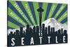 Seattle, Washington - Skyline and Mountain - Graphic Typography-Lantern Press-Stretched Canvas