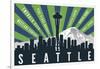 Seattle, Washington - Skyline and Mountain - Graphic Typography-Lantern Press-Framed Art Print