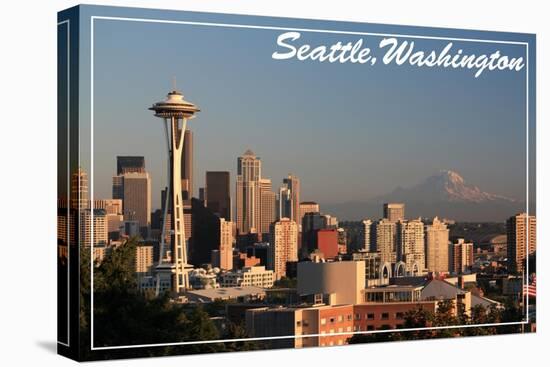 Seattle, Washington - Skyline and Rainier-Lantern Press-Stretched Canvas