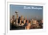 Seattle, Washington - Skyline and Rainier-Lantern Press-Framed Premium Giclee Print