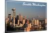 Seattle, Washington - Skyline and Rainier-Lantern Press-Mounted Premium Giclee Print