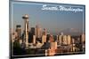 Seattle, Washington - Skyline and Rainier-Lantern Press-Mounted Art Print