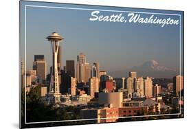 Seattle, Washington - Skyline and Rainier-Lantern Press-Mounted Art Print