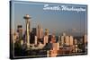 Seattle, Washington - Skyline and Rainier-Lantern Press-Stretched Canvas