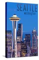 Seattle, Washington - Skyline and Space Needle-Lantern Press-Stretched Canvas