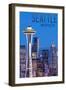 Seattle, Washington - Skyline and Space Needle-Lantern Press-Framed Art Print