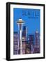 Seattle, Washington - Skyline and Space Needle-Lantern Press-Framed Art Print