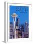 Seattle, Washington - Skyline and Space Needle-Lantern Press-Framed Art Print