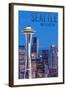 Seattle, Washington - Skyline and Space Needle-Lantern Press-Framed Art Print