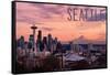 Seattle, Washington - Skyline at Twilight-Lantern Press-Framed Stretched Canvas