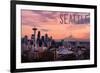 Seattle, Washington - Skyline at Twilight-Lantern Press-Framed Art Print