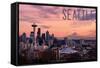 Seattle, Washington - Skyline at Twilight-Lantern Press-Framed Stretched Canvas