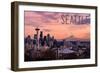 Seattle, Washington - Skyline at Twilight-Lantern Press-Framed Art Print