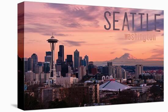 Seattle, Washington - Skyline at Twilight-Lantern Press-Stretched Canvas