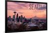 Seattle, Washington - Skyline at Twilight-Lantern Press-Framed Art Print