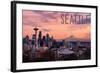 Seattle, Washington - Skyline at Twilight-Lantern Press-Framed Art Print