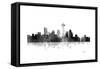 Seattle Washington Skyline BG 1-Marlene Watson-Framed Stretched Canvas