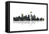 Seattle Washington Skyline BW 1-Marlene Watson-Framed Stretched Canvas