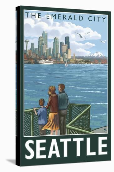 Seattle, Washington Skyline - Lantern Press Original Poster-Lantern Press-Stretched Canvas