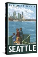 Seattle, Washington Skyline - Lantern Press Original Poster-Lantern Press-Stretched Canvas