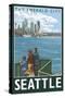 Seattle, Washington Skyline - Lantern Press Original Poster-Lantern Press-Stretched Canvas