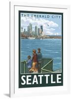 Seattle, Washington Skyline - Lantern Press Original Poster-Lantern Press-Framed Art Print