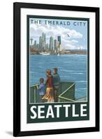 Seattle, Washington Skyline - Lantern Press Original Poster-Lantern Press-Framed Art Print