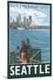 Seattle, Washington Skyline - Lantern Press Original Poster-Lantern Press-Mounted Art Print