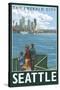 Seattle, Washington Skyline - Lantern Press Original Poster-Lantern Press-Stretched Canvas