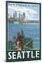 Seattle, Washington Skyline - Lantern Press Original Poster-Lantern Press-Mounted Art Print