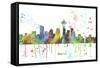 Seattle Washington Skyline MCLR 1-Marlene Watson-Framed Stretched Canvas