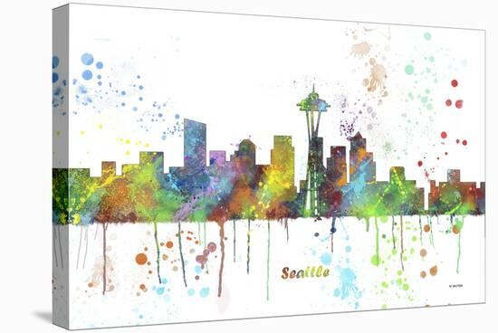 Seattle Washington Skyline MCLR 1-Marlene Watson-Stretched Canvas