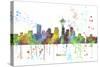 Seattle Washington Skyline MCLR 1-Marlene Watson-Stretched Canvas