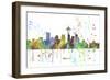 Seattle Washington Skyline MCLR 1-Marlene Watson-Framed Giclee Print